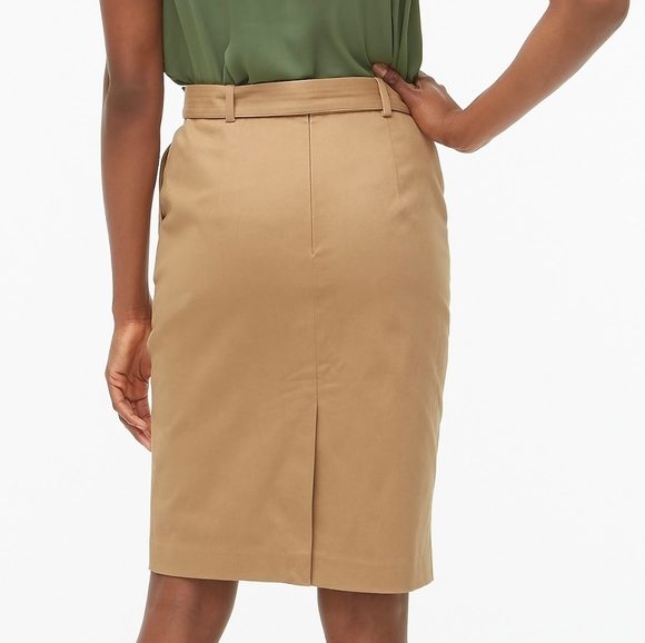 New! J. Crew Sateen Belted Pencil Skirt Camel - Picture 4 of 4
